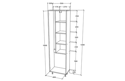 Dulap Baie Dax, 3 Usi, Alb, 50 x 32 x 180 cm