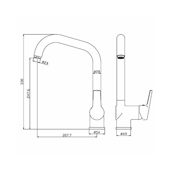 Baterie Bucatarie Sanobi Urban, pipa inalta, Argintiu, cartus ceramic D 40 mm