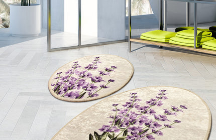 Set 2 covorase baie Lavender Djt, Multicolor, 100% poliester, 50 x 60 cm / 60 x 100 cm