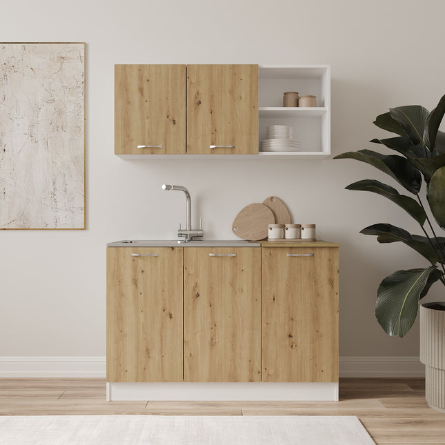 Set Bucatarie Ara, Stejar Artisan/Alb, L 120 cm