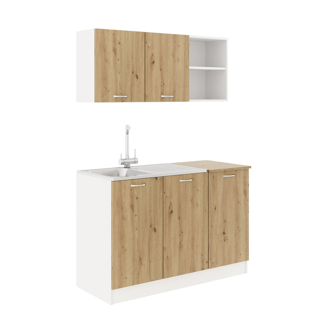 Set Bucatarie Ara, Stejar Artisan/Alb, L 120 cm