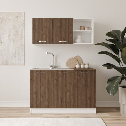 Set Bucatarie Ara, Stejar Bronz/Alb, L 120 cm