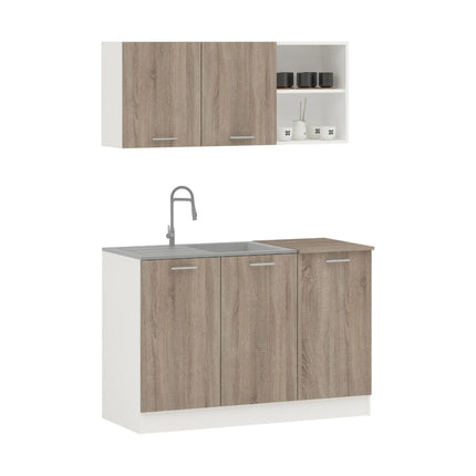 Set Bucatarie Ara, Stejar Sonoma Inchis/Alb, L 120 cm