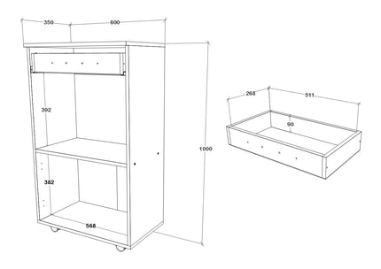 Dulap mobil bucatarie Arno, 1 Sertar, 2 Usi, Alb, 60 x 35 x 100 cm