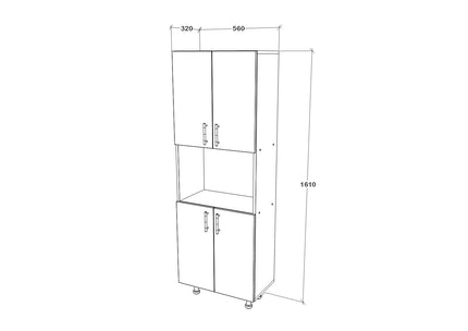 Dulap bucatarie Arno, 4 Usi, Alb, 56 x 30 x 161 cm