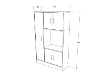 Dulap bucatarie Arno, 5 Usi, Alb, 90 x 32 x 150 cm