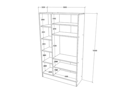 Dulap bucatarie Arno, 5 Usi, Alb, 90 x 32 x 150 cm
