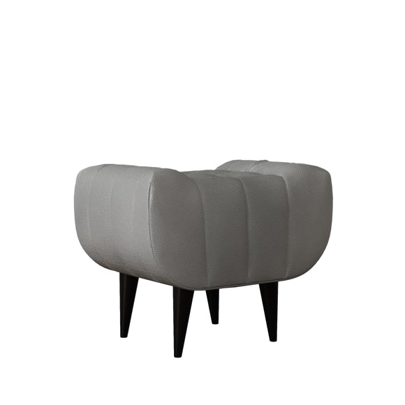 Taburet Tapitat Atlas, Gri grafit,tapiterie mixta cu piele naturala, 60 x 40 x 47 cm
