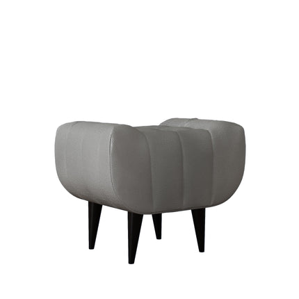 Taburet Tapitat Atlas, Gri grafit,tapiterie mixta cu piele naturala, 60 x 40 x 47 cm