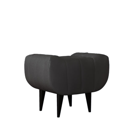 Taburet Tapitat Atlas, Negru,tapiterie mixta cu piele naturala, 60 x 40 x 47 cm