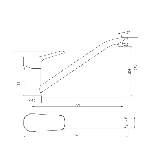 Baterie Bucatarie Sanobi Lotus, pipa lunga, Argintiu, cartus ceramic D 35 mm