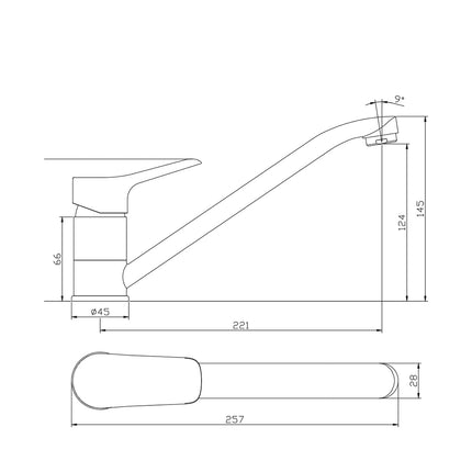 Baterie Bucatarie Sanobi Lotus, pipa lunga, Argintiu, cartus ceramic D 35 mm