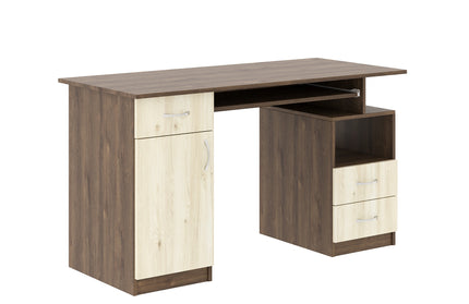 Birou Berlin, Stejar Bronz/Stejar Alb, 134 x 60 x 75 cm