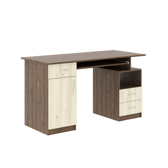 Birou Berlin, Stejar Bronz/Stejar Alb, 134 x 60 x 75 cm