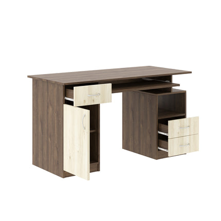Birou Berlin, Stejar Bronz/Stejar Alb, 134 x 60 x 75 cm
