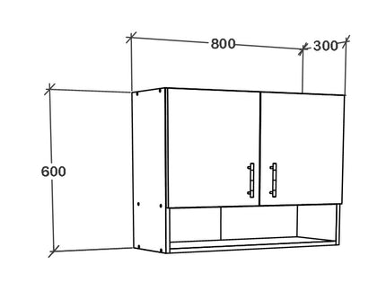 Corp Superior Berna, 2 Usi, cu spatiu, Alb, 80 x 30 x 60 cm