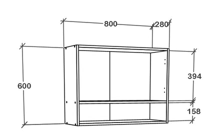 Corp Superior Berna, 2 Usi, cu spatiu, Alb, 80 x 30 x 60 cm
