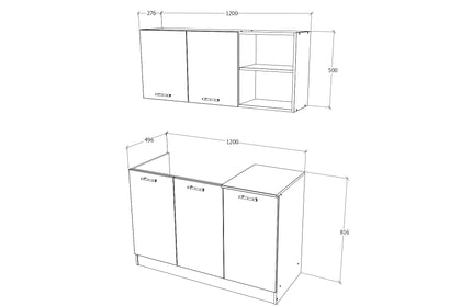 Set Bucatarie Ara, Stejar Sonoma/Alb, L 120 cm