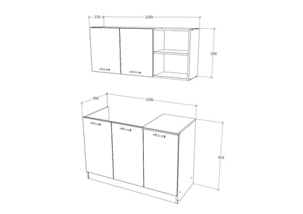 Set Bucatarie Ara, Stejar Wotan/Alb, L 120 cm