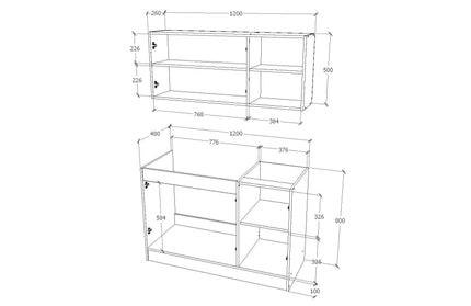 Set Bucatarie Ara, Stejar Wotan/Alb, L 120 cm