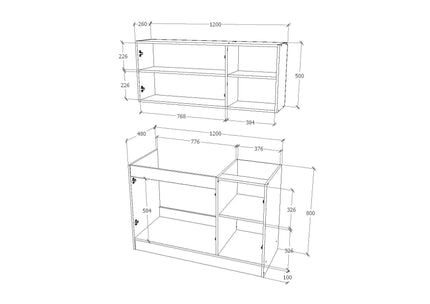 Set Bucatarie Ara, Stejar Wotan/Alb, L 120 cm