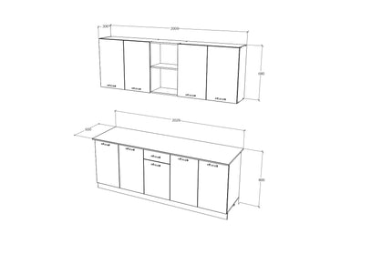 Set Bucatarie Nisa, Ulm Deschis/Alb, L 200 cm