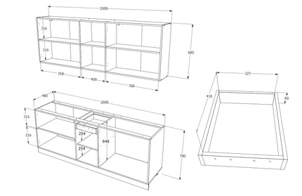 Set Bucatarie Nisa, Ulm Deschis/Alb, L 200 cm