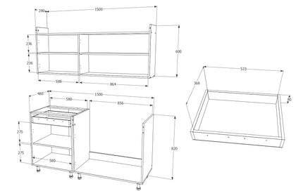 Set Bucatarie Reno, Stejar Sonoma/Verde, L 150 cm