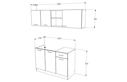 Set Bucatarie Kara, Stejar Sonoma Inchis/Alb, L 180 cm