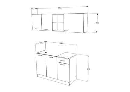Set Bucatarie Kara, Stejar Sonoma Inchis/Alb, L 180 cm