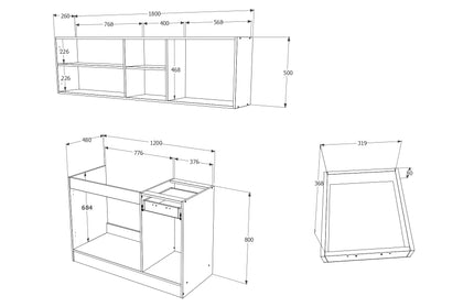 Set Bucatarie Kara, Stejar Sonoma Inchis/Alb, L 180 cm