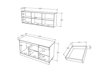 Bucatarie Ronda, Antracit/Alb, L 150 cm
