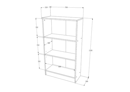 Biblioteca Flint, 2 Polite, Stejar Bronz, 70 x 32 x 122 cm