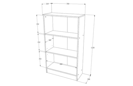 Biblioteca Flint, 2 Polite, Wenge, 70 x 32 x 122 cm