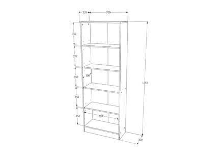 Biblioteca Flint, 2 Usi, Stejar Bronz, 70 x 32 x 196 cm