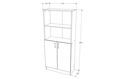 Biblioteca Flint, cu Usi Inferioare si O Polita, Stejar Sonoma, 70 x 32 x 159 cm