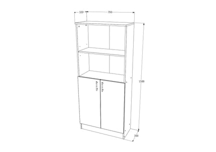 Biblioteca Flint, cu Usi Inferioare si O Polita, Stejar Bronz, 70 x 32 x 159 cm