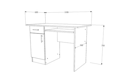 Birou Togo, 1 Sertar, O Usa, Stejar Sonoma, 110 x 60 x 75 cm