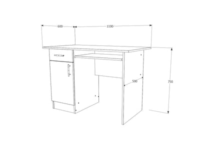 Birou Togo, 1 Sertar, O Usa, Wenge, 110 x 60 x 75 cm