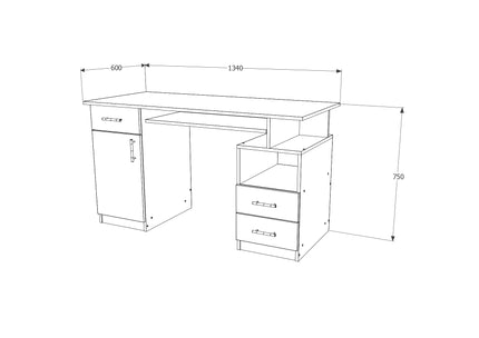 Birou Berlin, Stejar Bronz/Stejar Alb, 134 x 60 x 75 cm
