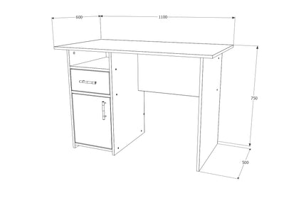 Birou Porto, Stejar Ferrara/Platina, 110 x 60 x 75 cm