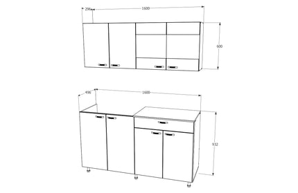 Bucatarie Roma, Stejar Bronz/Alb, L 160 cm