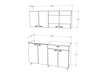 Bucatarie Roma, Alb, L 160 cm