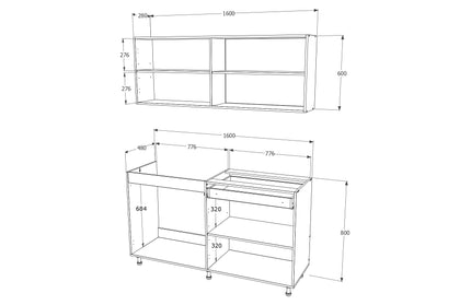 Bucatarie Roma, Stejar Bronz/Alb, L 160 cm