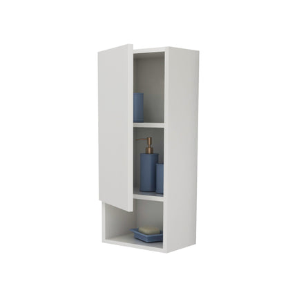 Corp Baie Zed, Suspendat, 1 Usa, Alb lucios/Alb, MDF, L 30 x l 22 x 72 cm
