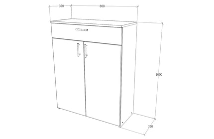 Comoda Tisa, 1 Sertar, 2 Usi, Ulm Deschis, 80 x 35 x 100 cm