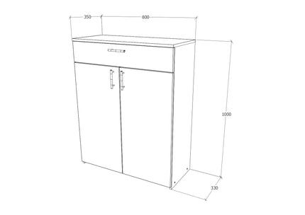 Comoda Tisa, 1 Sertar, 2 Usi, Stejar Bronz, 80 x 35 x 100 cm