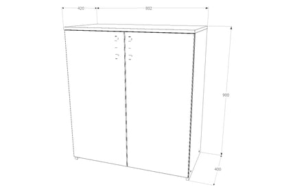 Comoda Creta, 2 Usi, Wenge, 80 x 42 x 90 cm