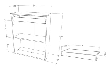 Comoda Tisa, 1 Sertar, 2 Usi, Stejar Bronz, 80 x 35 x 100 cm
