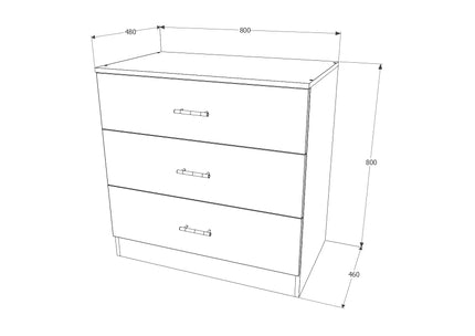 Comoda Remi, 3 Sertare, Stejar Sonoma, 80 x 48 x 80 cm